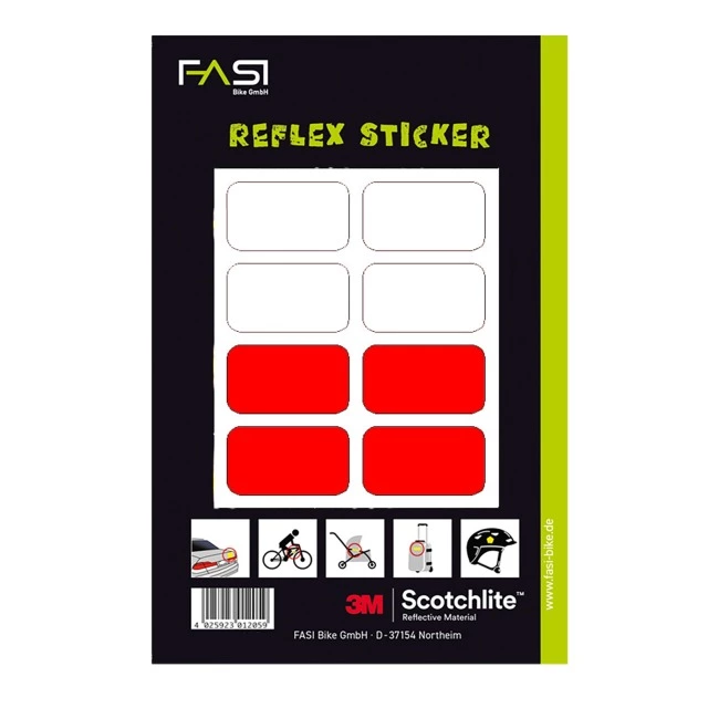 FASI Reflex-Sticker Vierecke Mit 3M Scotchlite Folie Weiss/rot 1 FASI Reflex-Sticker Vierecke Mit 3M Scotchlite Folie Weiss/rot